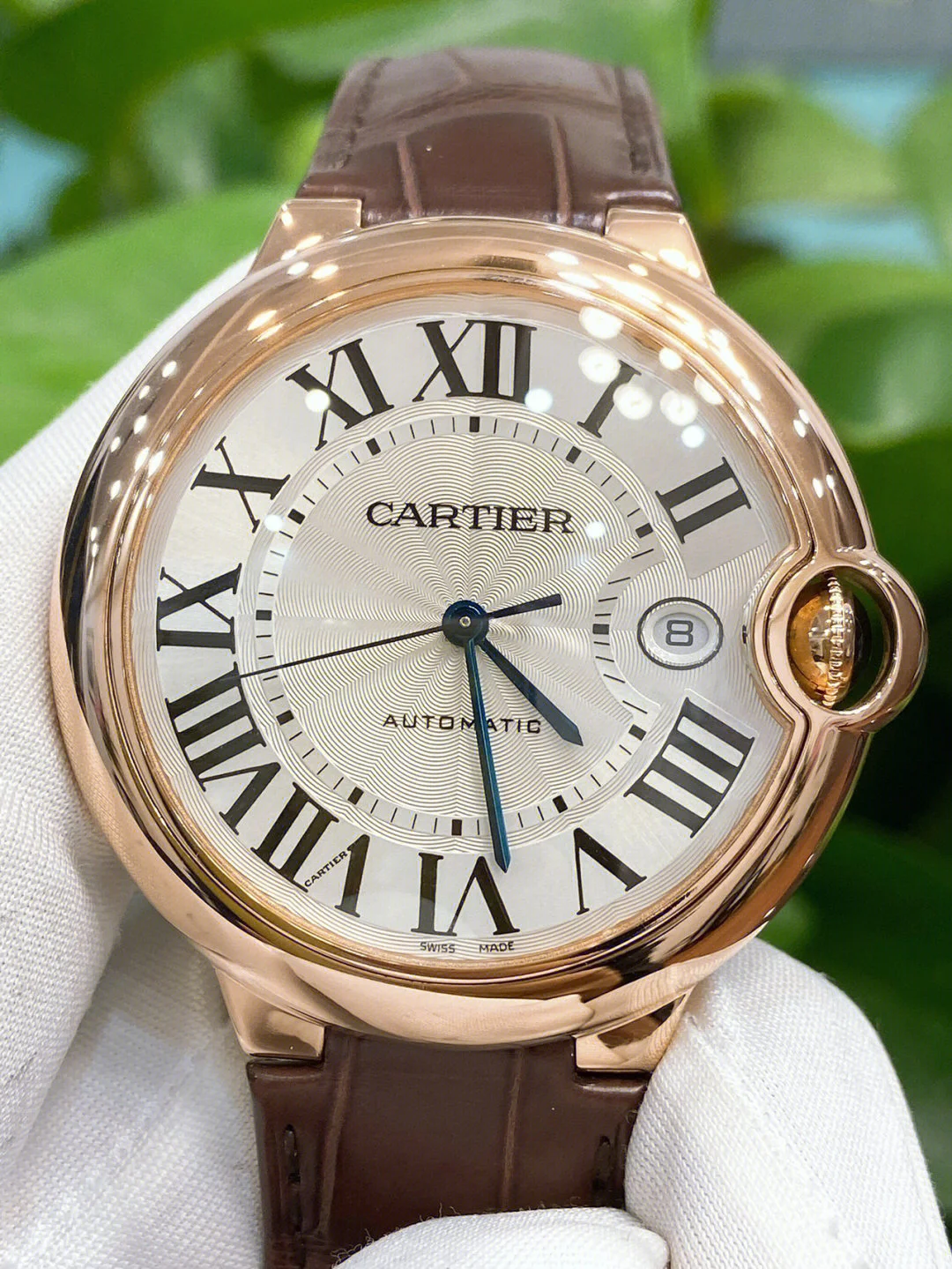 BALLON BLEU DE CARTIER WATCH 40 mm, automatic movement, 18K Rose gold, leather