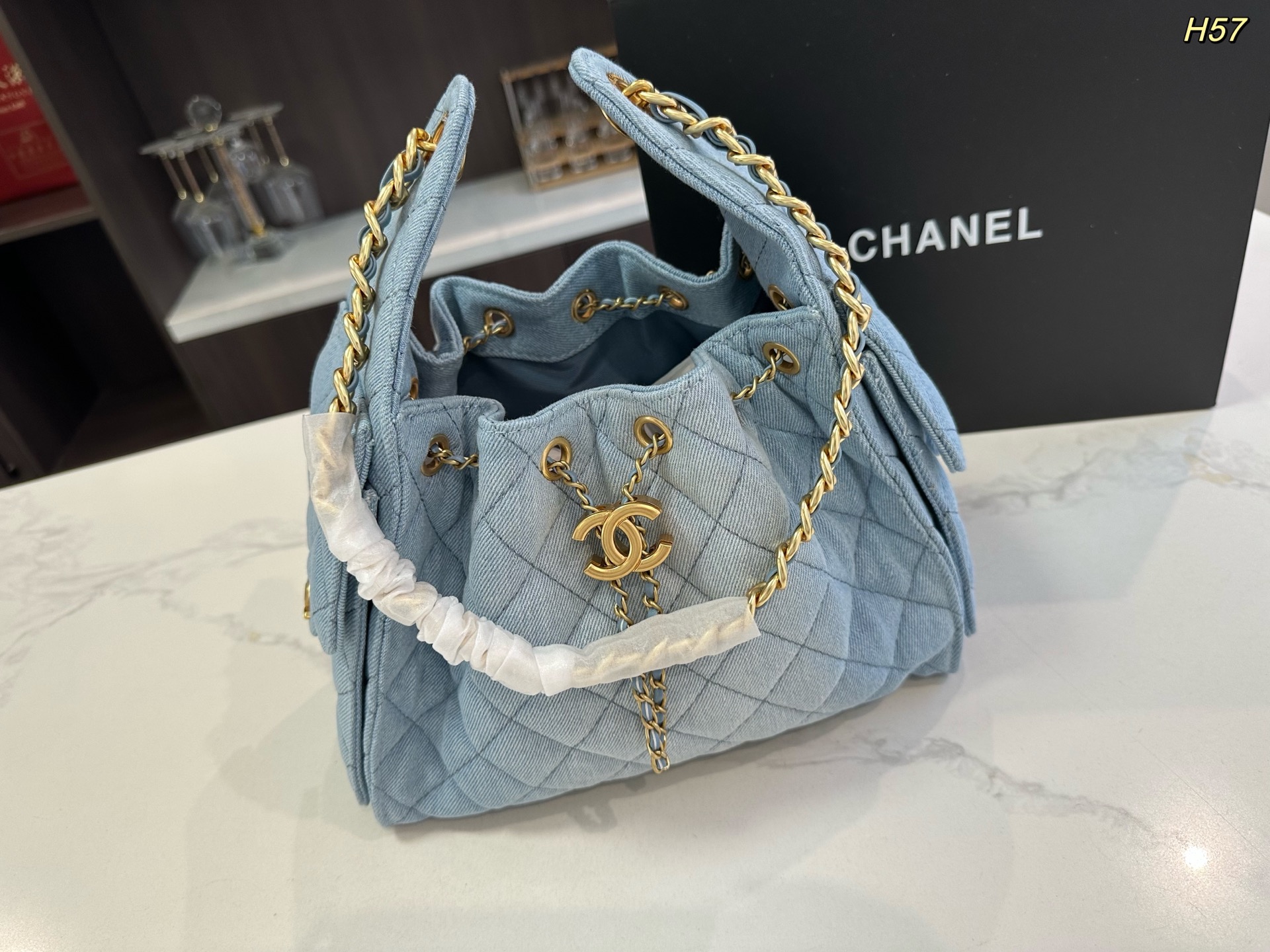 Chanel Canvas Denim Tote Bag