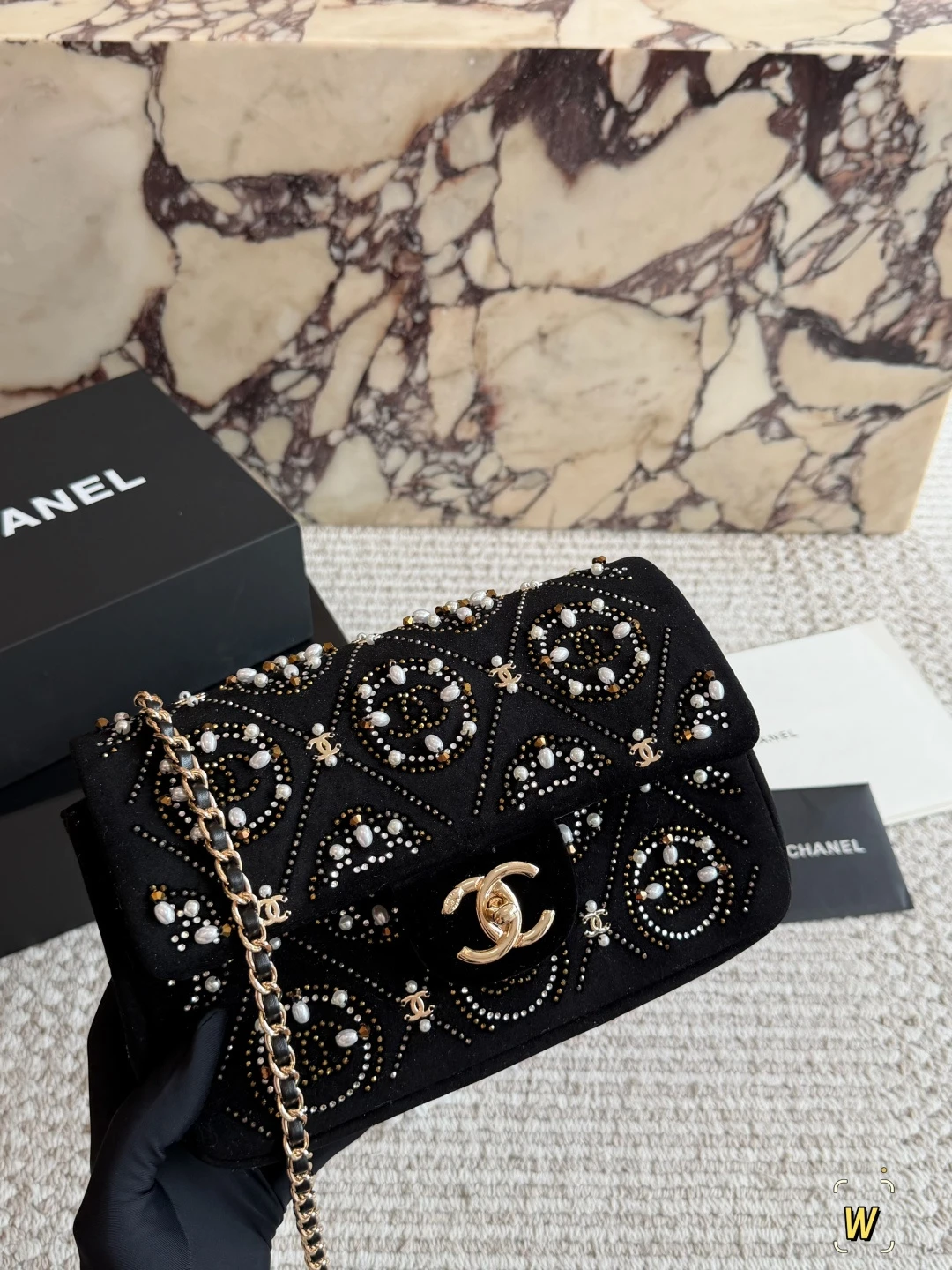 Chanel handmade Beaded CF Chain Bag