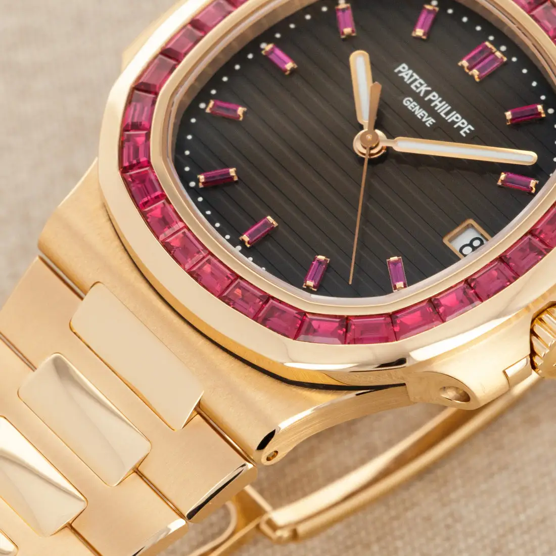 Patek Philippe Nautilus Rose Gold Brown Ruby Dial 40mm Ruby Bezel 5723/112R-001 - BRAND NEW