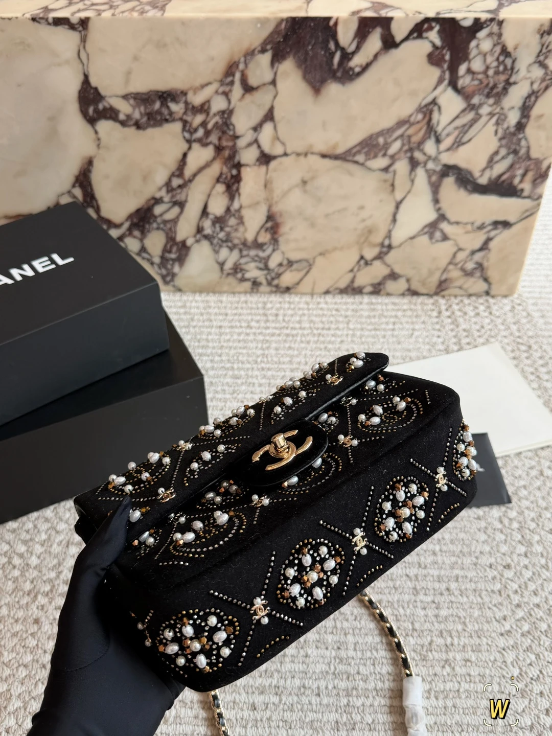 Chanel handmade Beaded CF Chain Bag