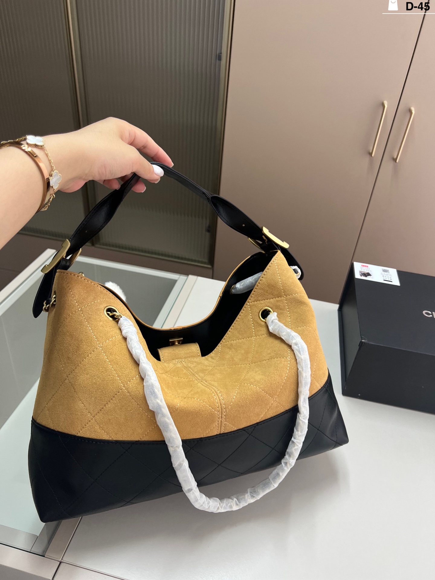 Chanel 25a Suede Hobo Tote Bag