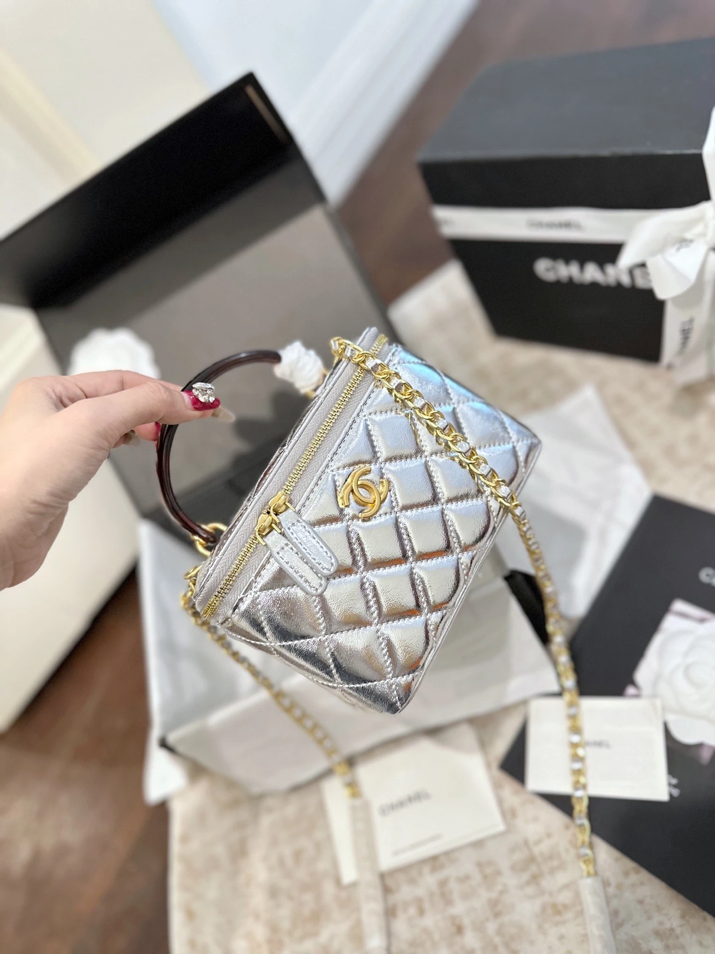 Chanel Acrylic Handle Vanity Box