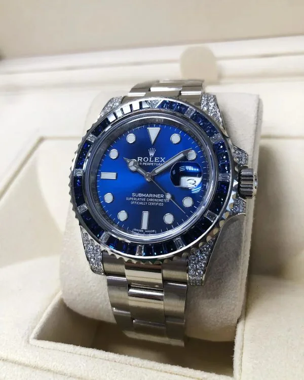 Rolex Submariner Date 116659 SABR 18k White Gold Diamonds Sapphires UNWORN(AAAAA version)