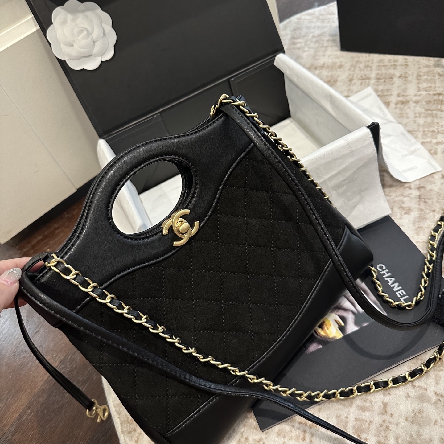 CHANEL Suede Chain Bag