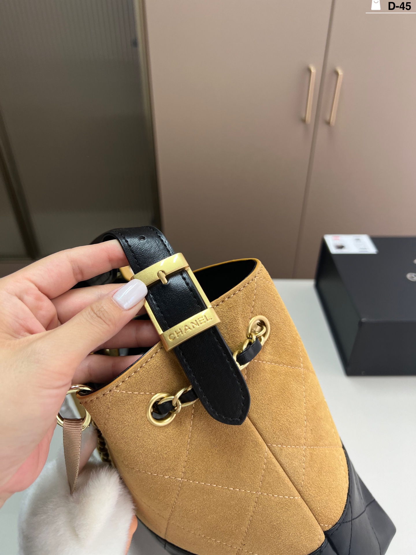 Chanel 25a Suede Hobo Tote Bag