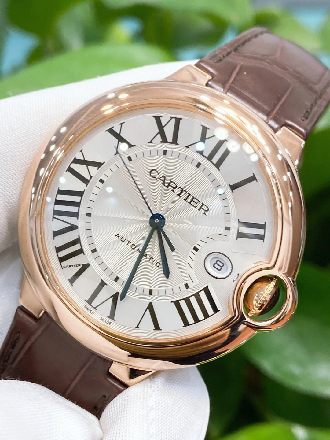 BALLON BLEU DE CARTIER WATCH 40 mm, automatic movement, 18K Rose gold, leather