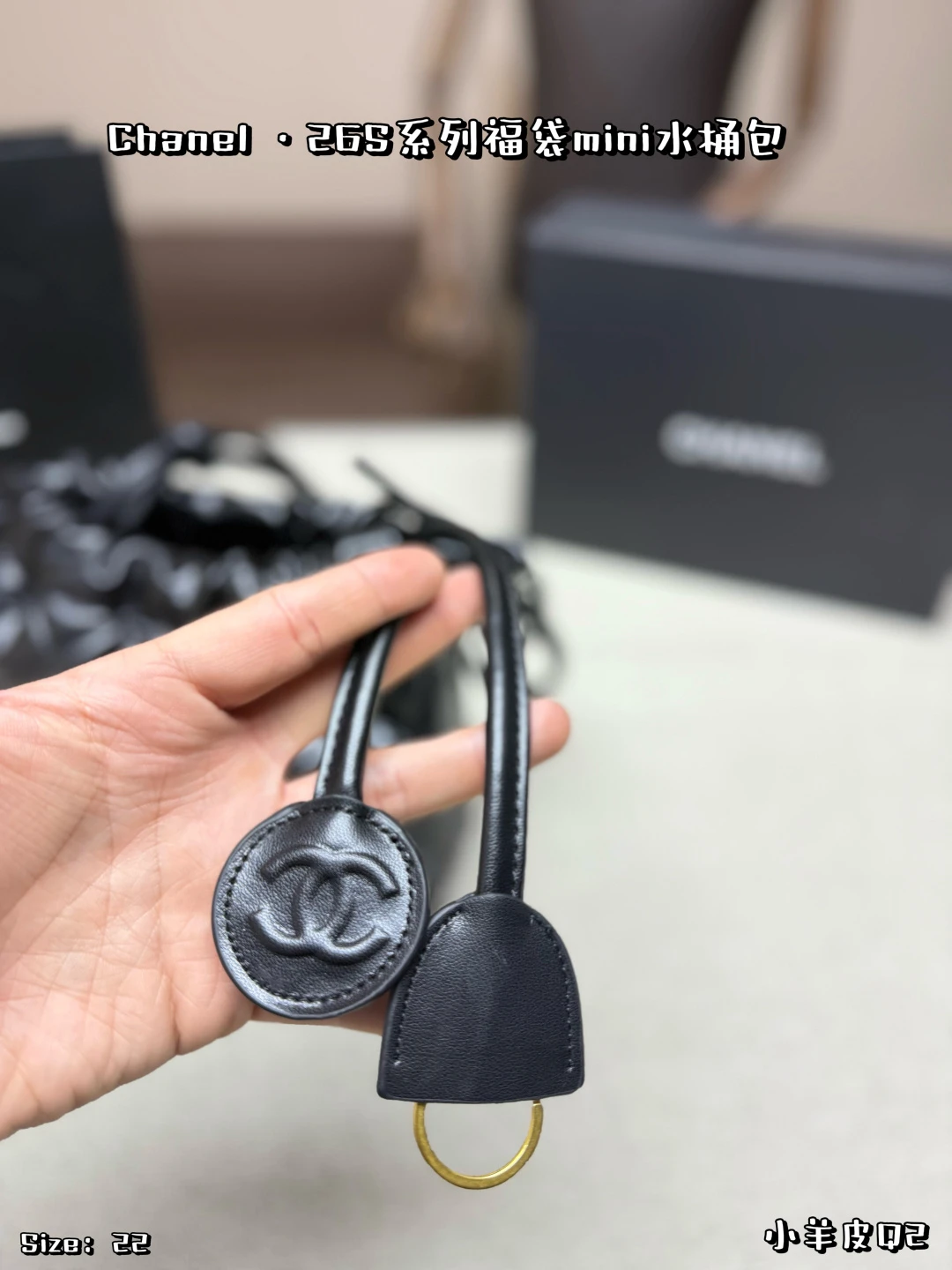 Chanel 26S Black & Gold "Lucky Bag" Mini Bucket Bag
