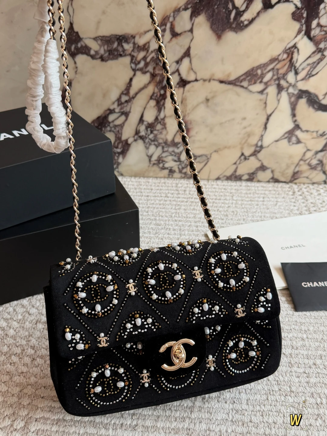 Chanel handmade Beaded CF Chain Bag
