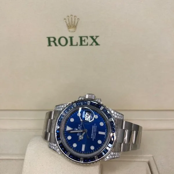 Rolex Submariner Date 116659 SABR 18k White Gold Diamonds Sapphires UNWORN(AAAAA version)