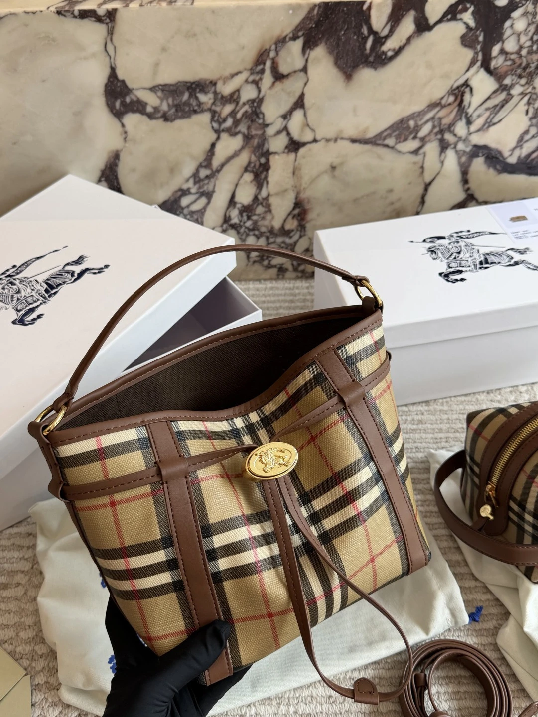 Burberry Check Bucket Bag