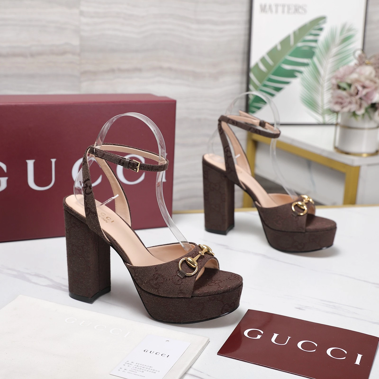 Gucci 2026 SS Round headed water table high-heeled sandals