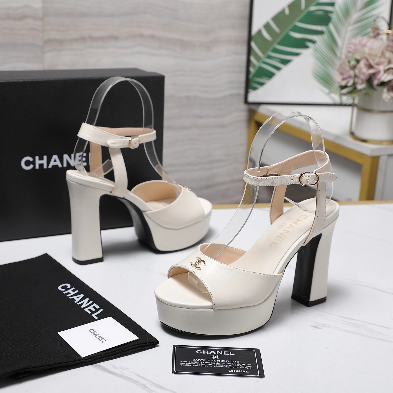Chanel 26P Thick Heel Waterproof Platform Fish Mouth High Heel Sandals