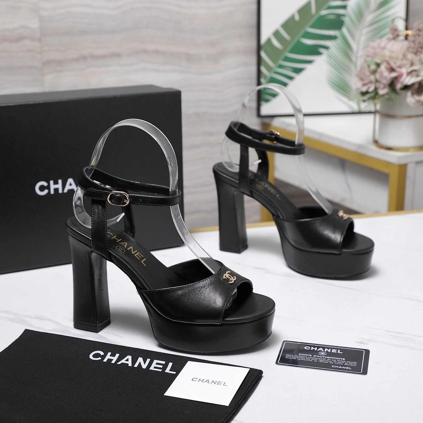 Chanel 26P Thick Heel Waterproof Platform Fish Mouth High Heel Sandals