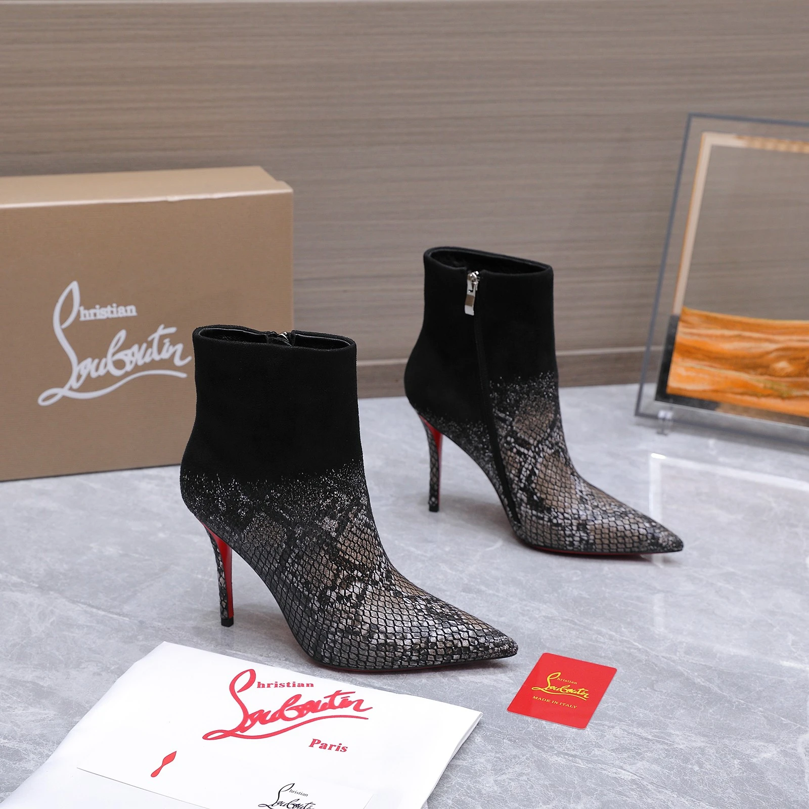 Christian Loubottin's High-Heeled Short Boots