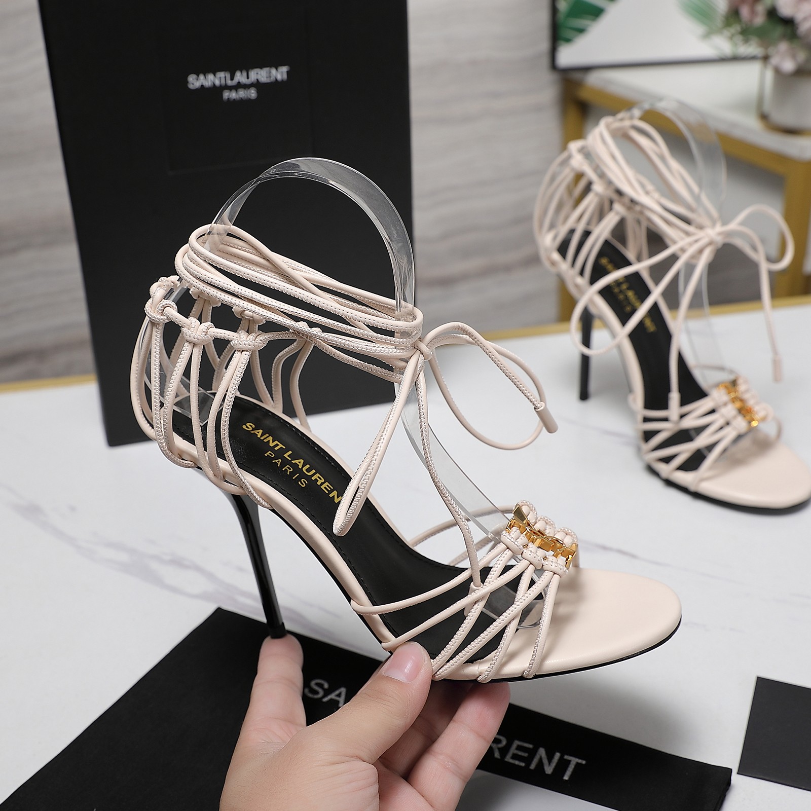 YSL high-heeled strappy sandals