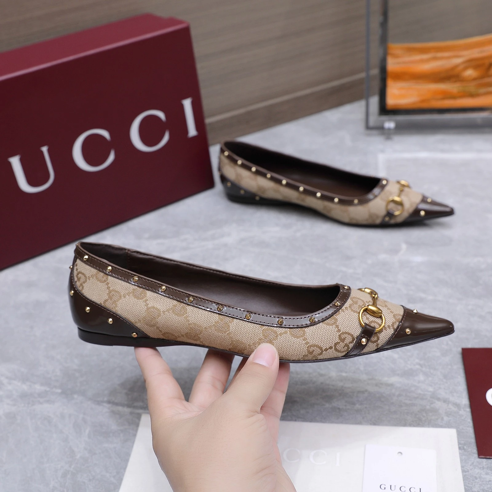 Gucci Spring/Summer 2026 New Studded Pointed-Toe Shoes