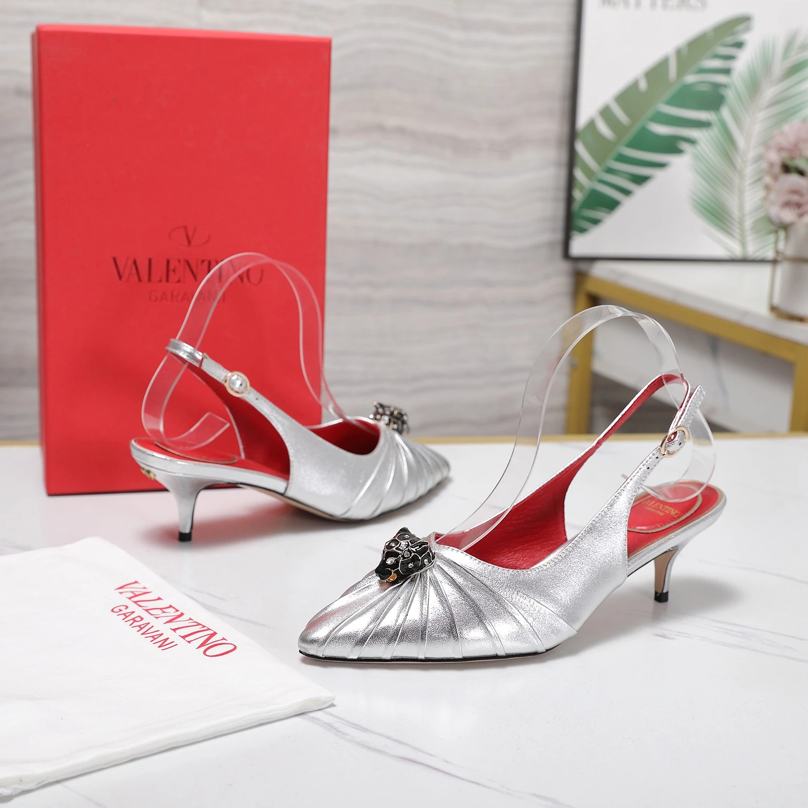 VALENTINO Pointed Folds Backless Sandals