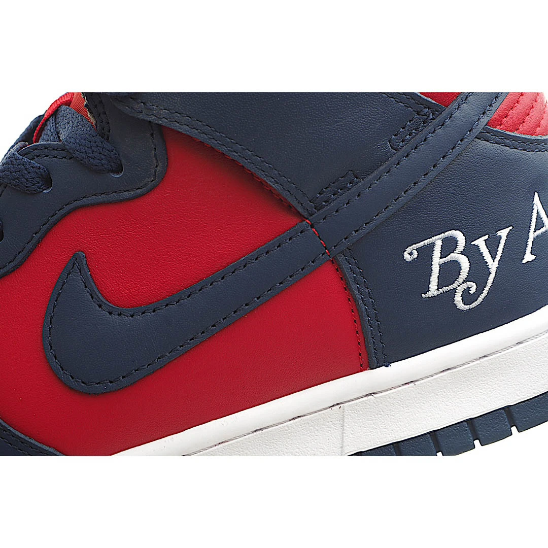 Supreme x Nike SB Dunk High "By Any Means" Red and Blue Sneakers