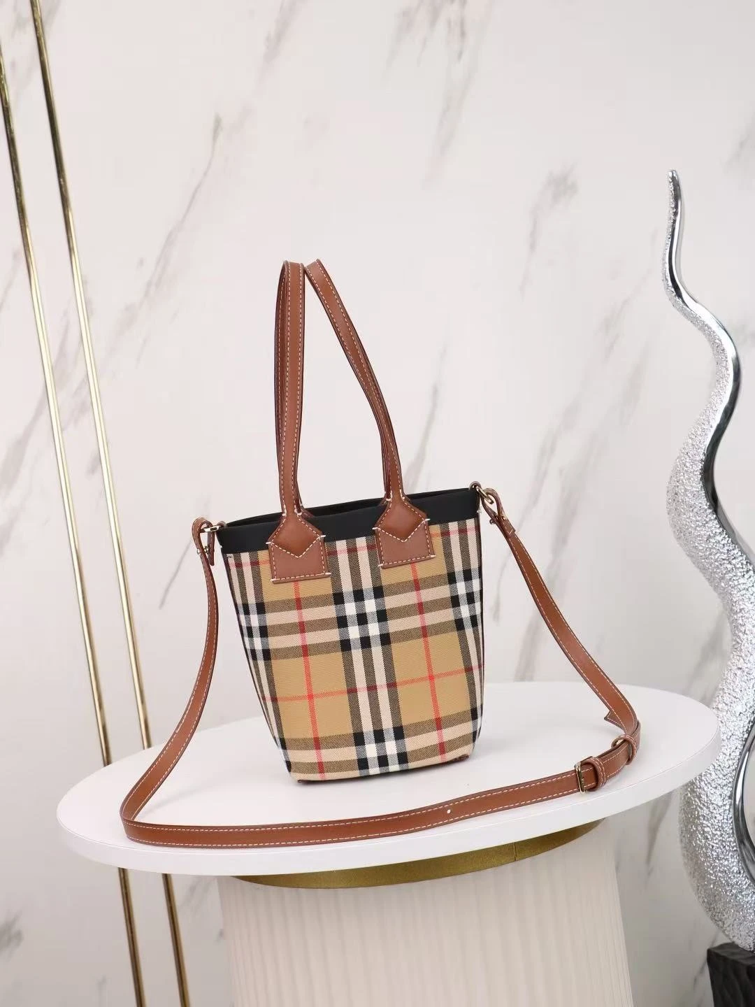 Burberry Cabbage Check Bucket Bag