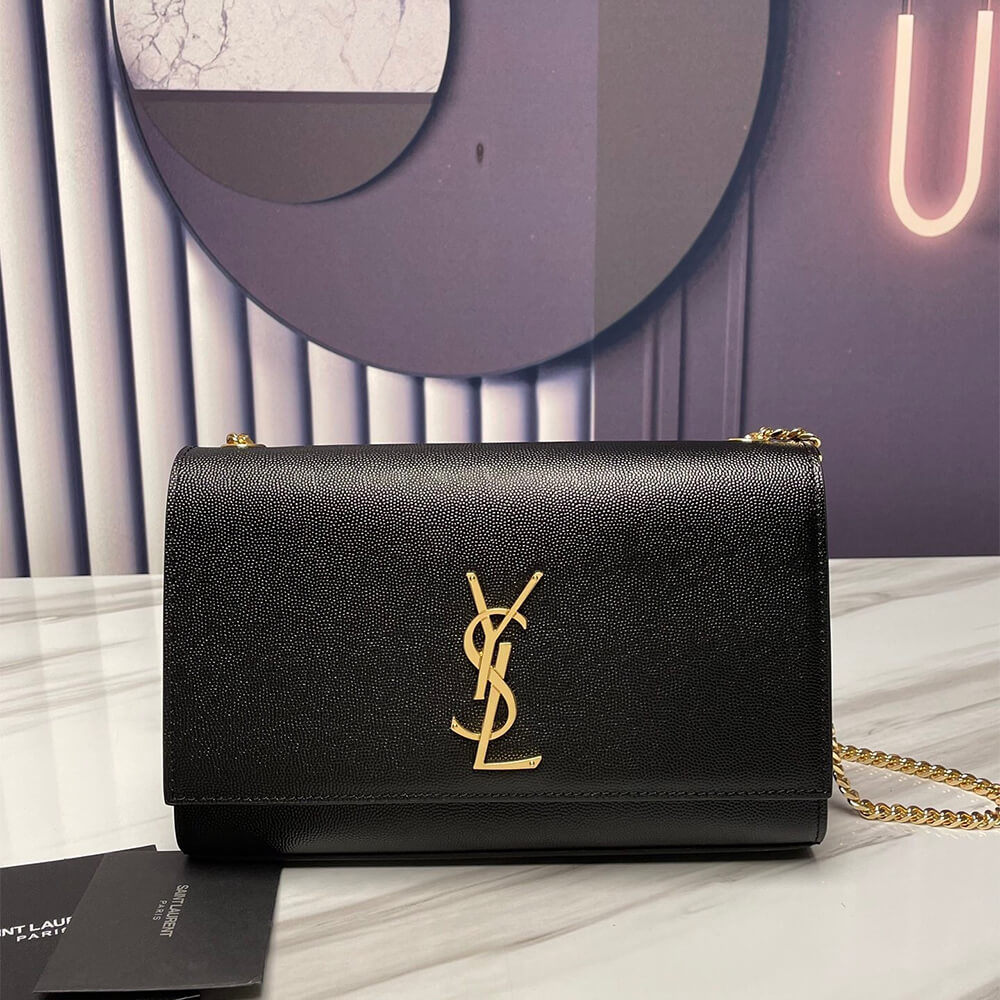 KATE MEDIUM CHAIN BAG IN GRAIN DE POUDRE EMBOSSED LEATHER