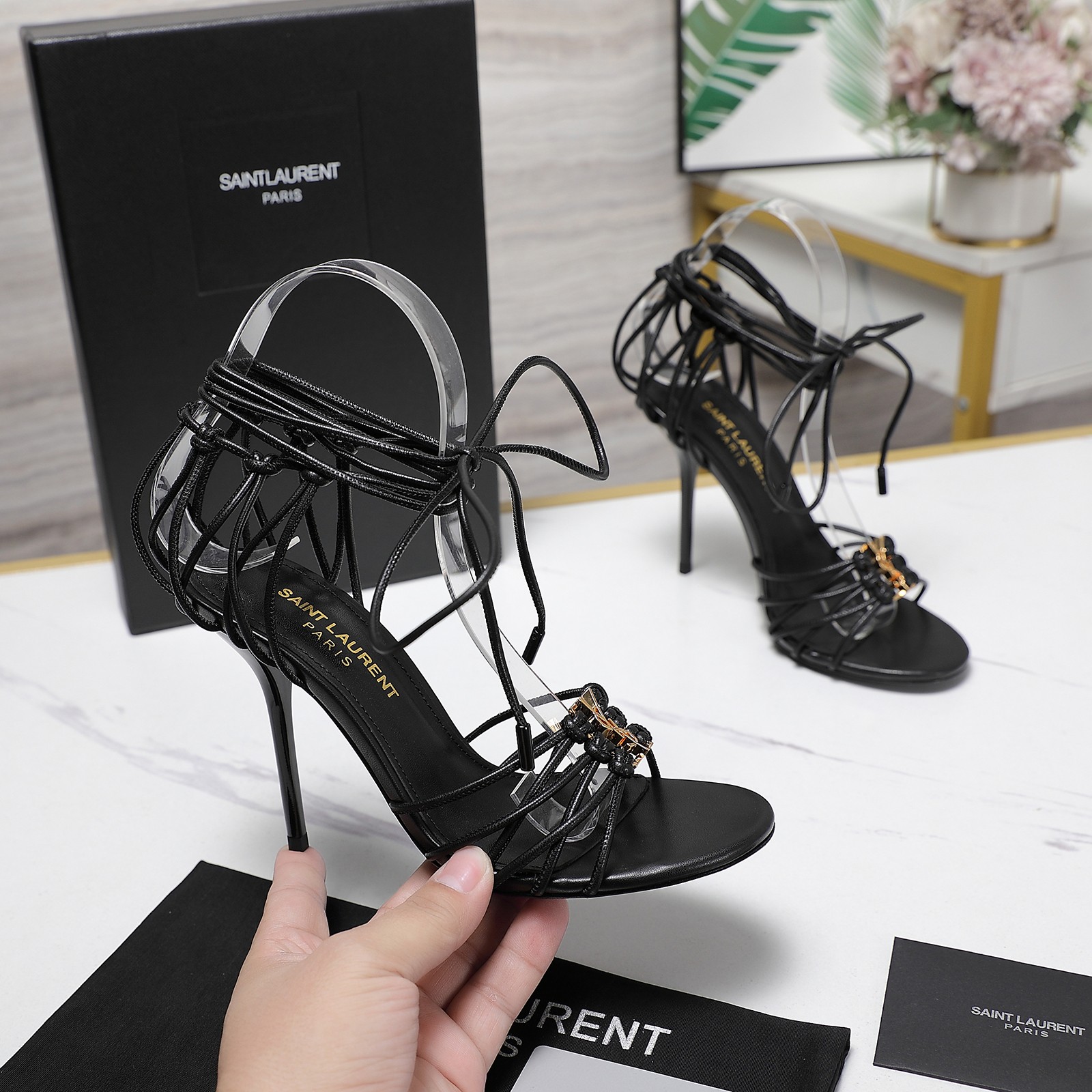 YSL high-heeled strappy sandals
