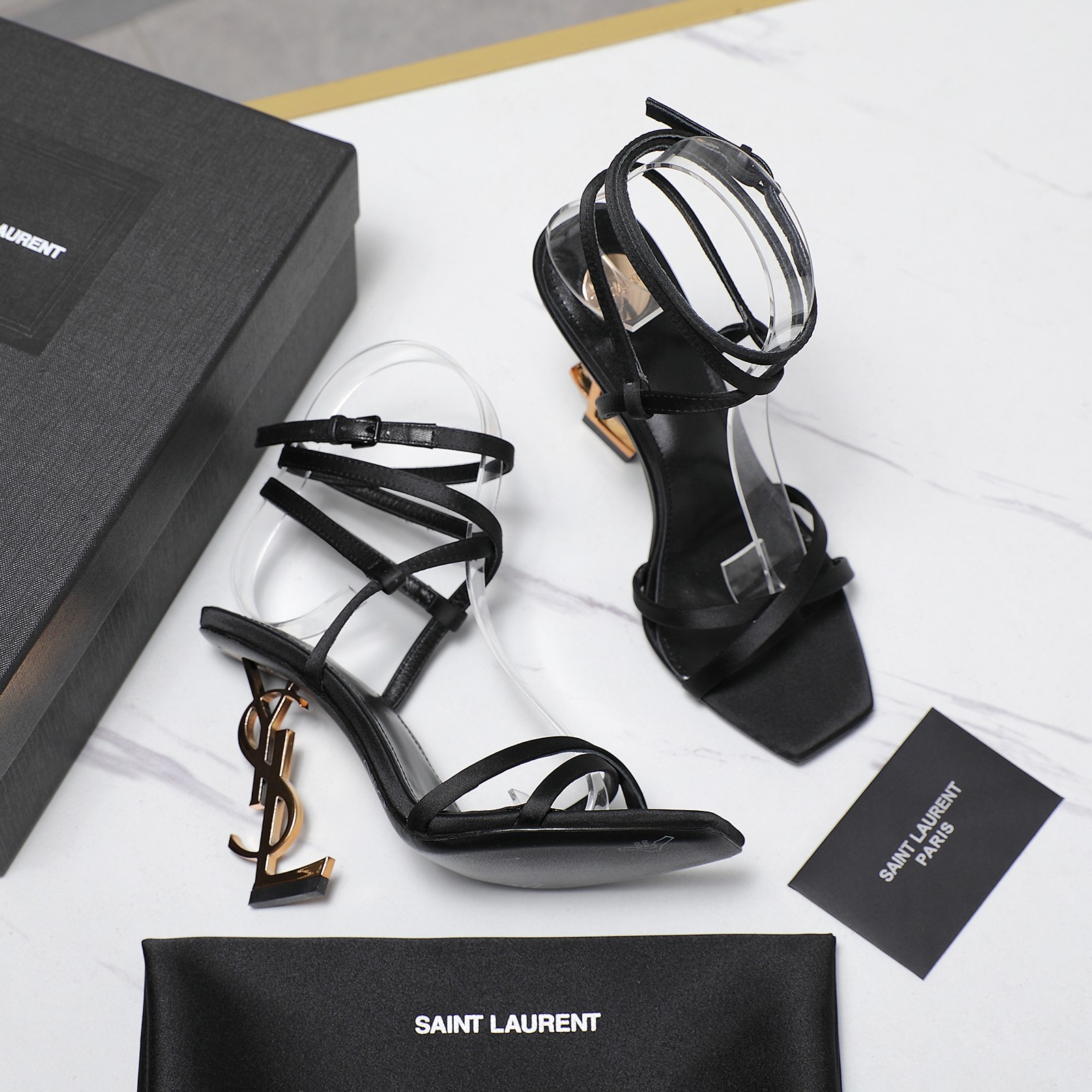 YSL logo sandals with straps(Frosted Leather)