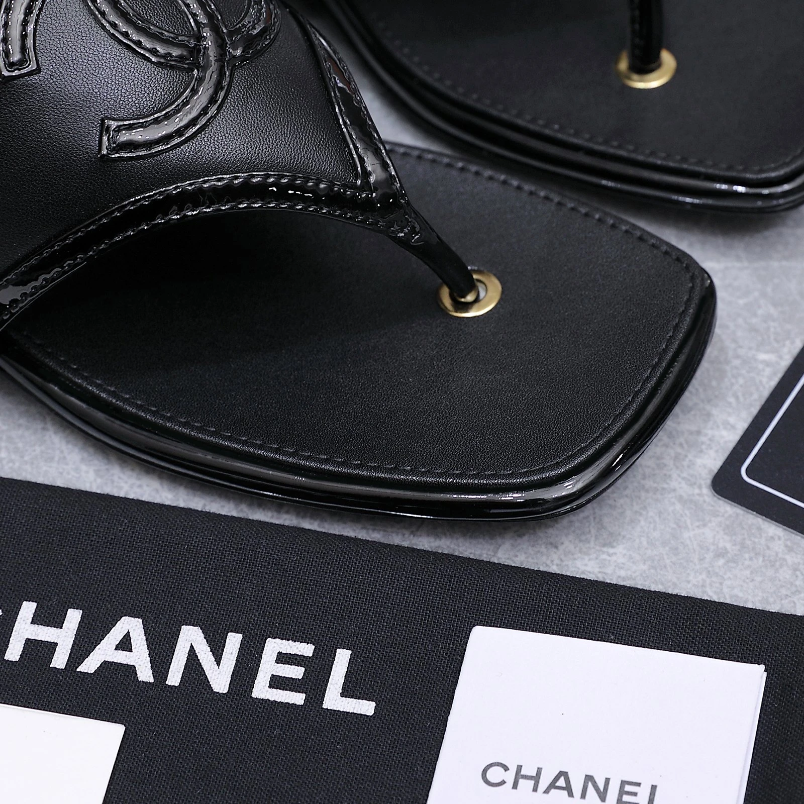 Chanel 26s Summer New Square-Toe Color-Block Double C Sandals Slippers