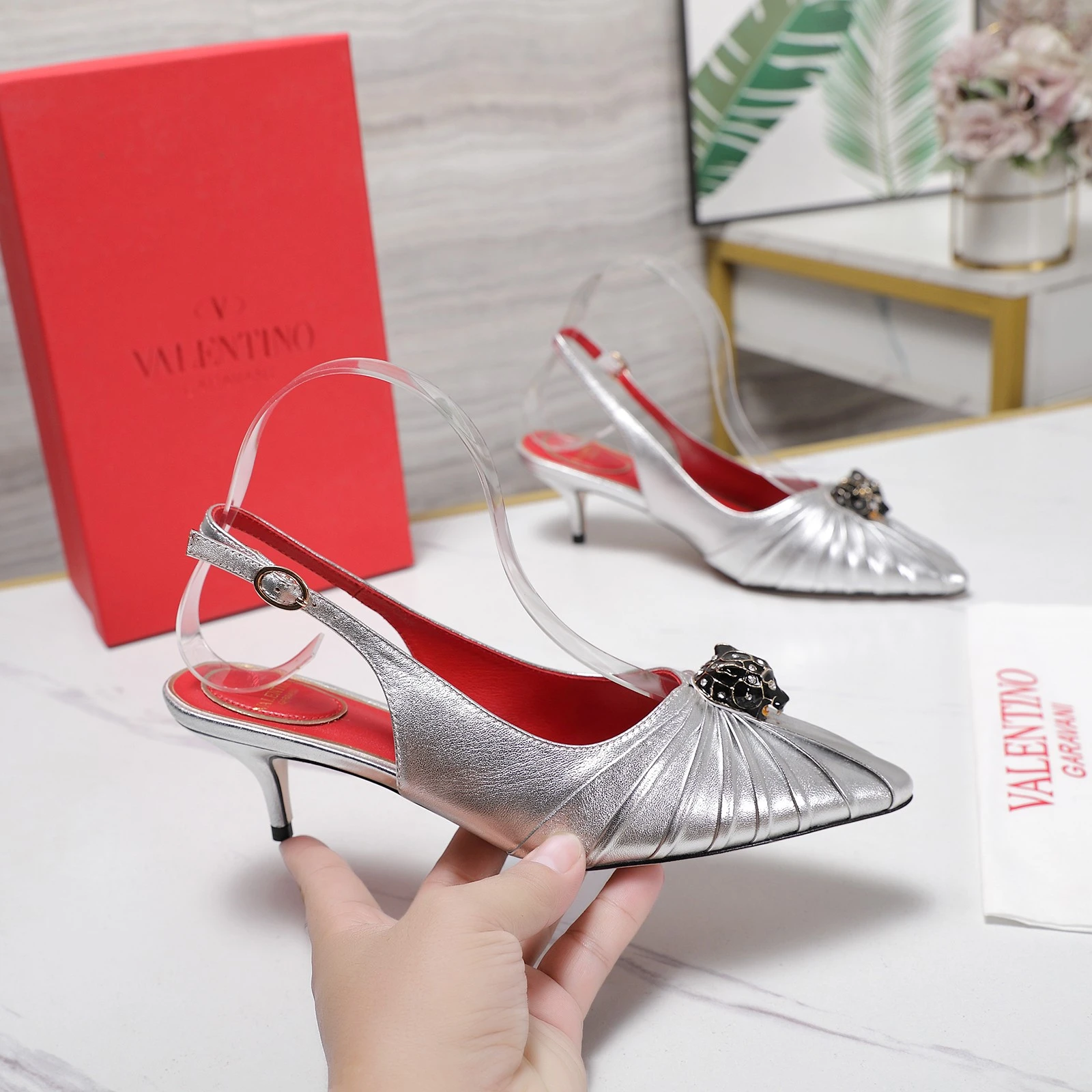 VALENTINO Pointed Folds Backless Sandals