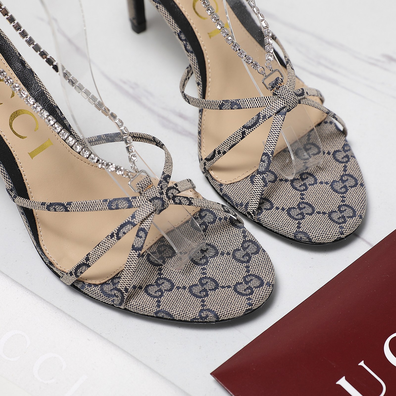 Gucci Stiletto heel sandals with crystal chain