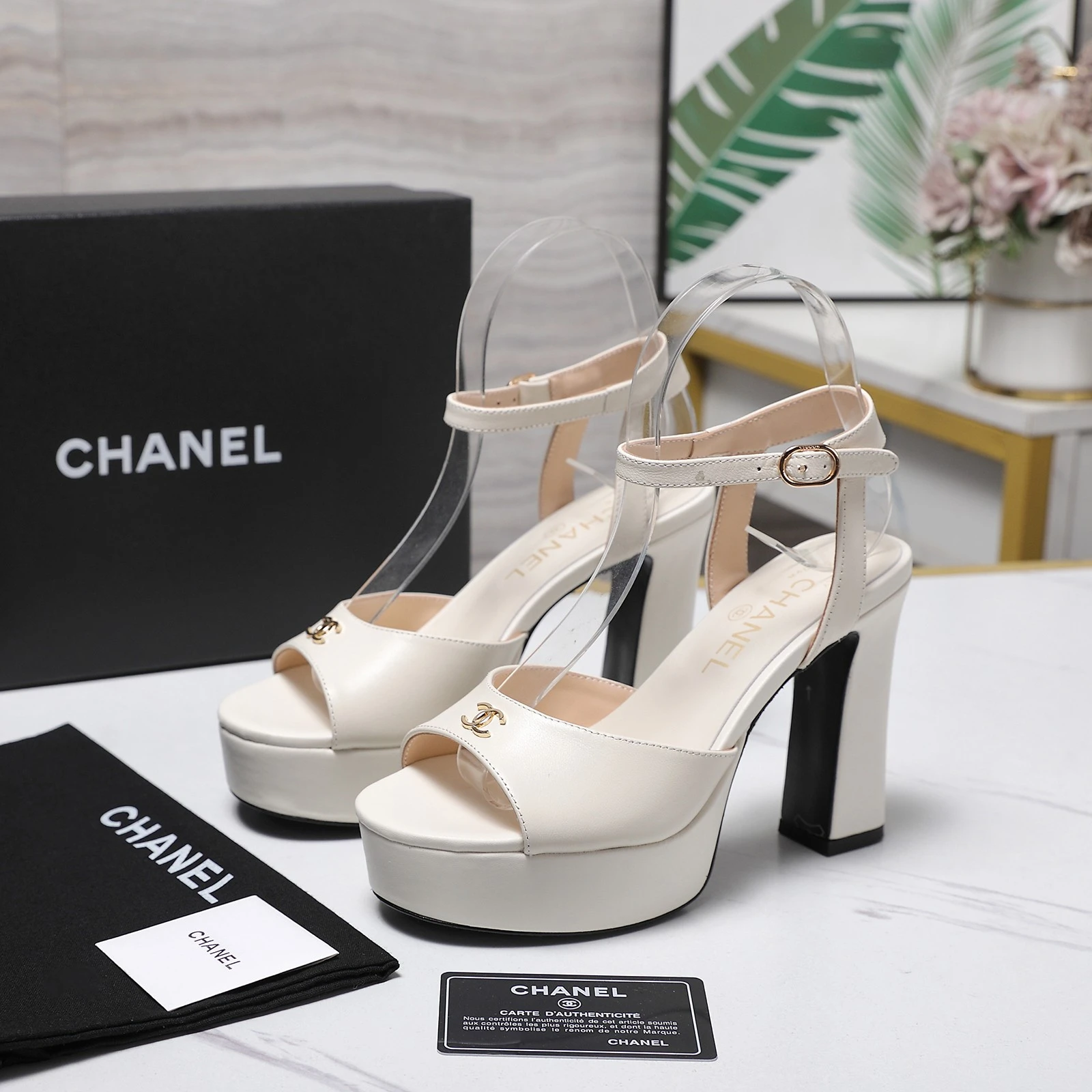 Chanel 26P Thick Heel Waterproof Platform Fish Mouth High Heel Sandals