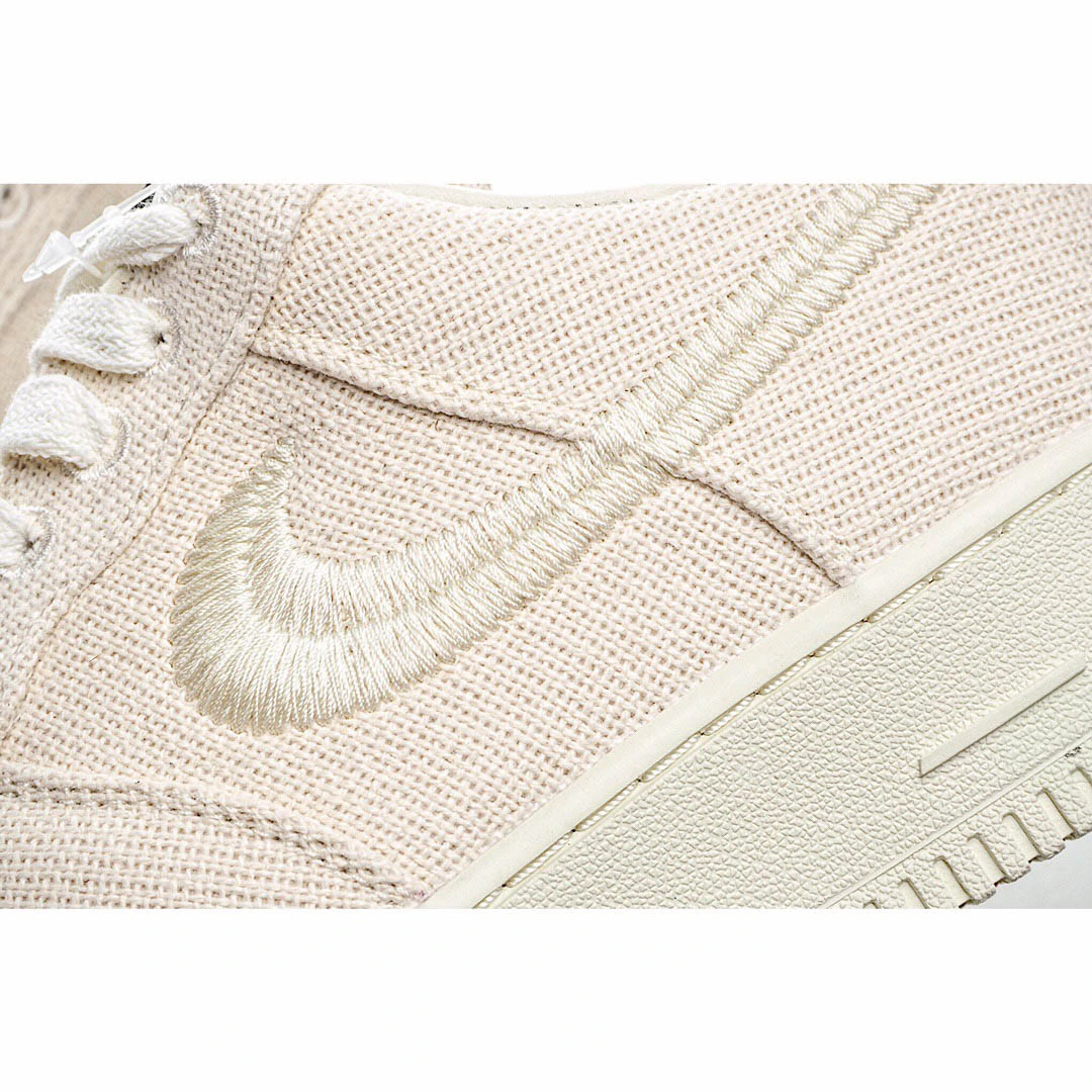 Stussy x Nike Air Force 1 Low Off-White Linen Embroidered Hook
