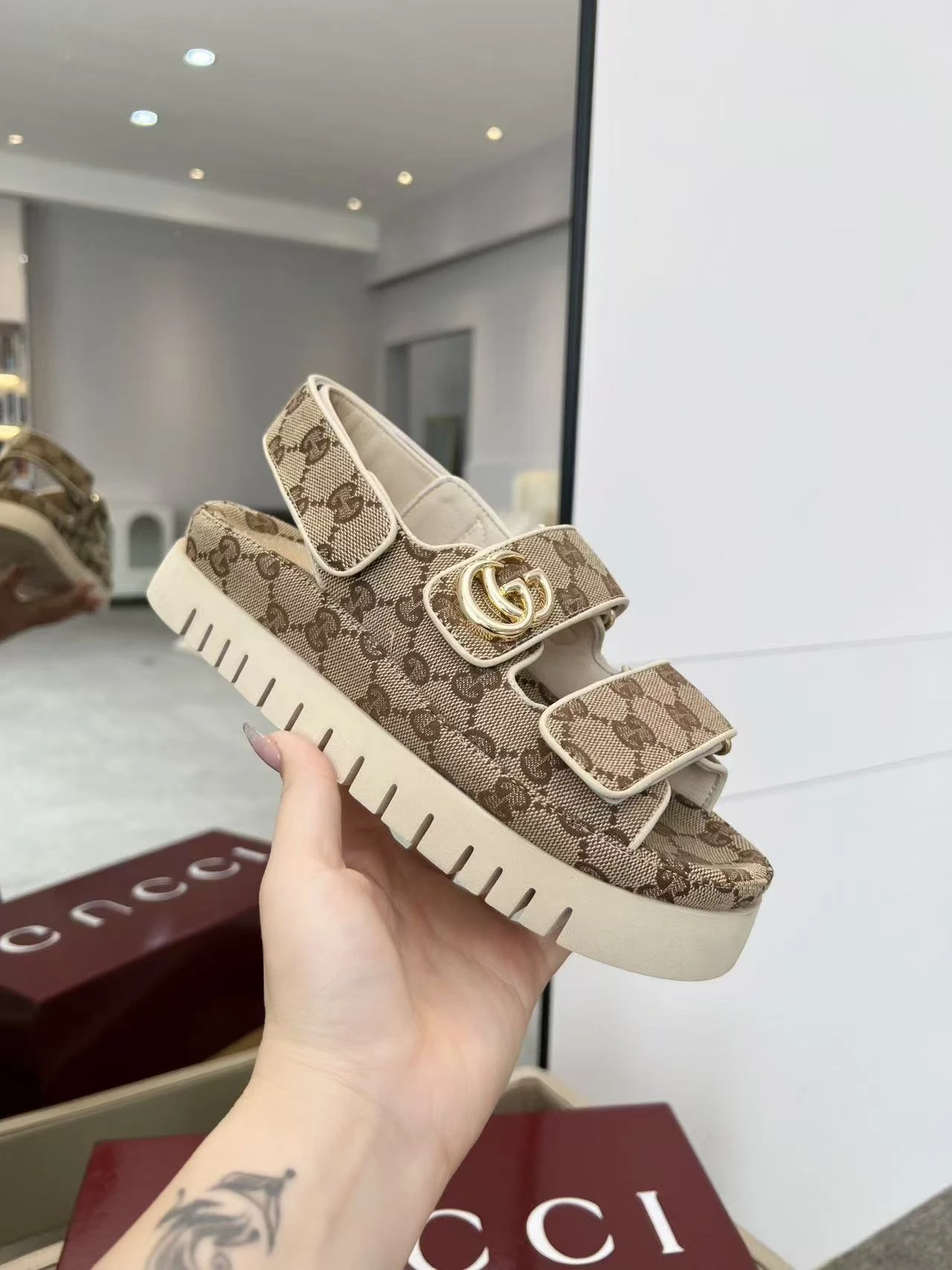 Gucci Velcro Platform Sandals