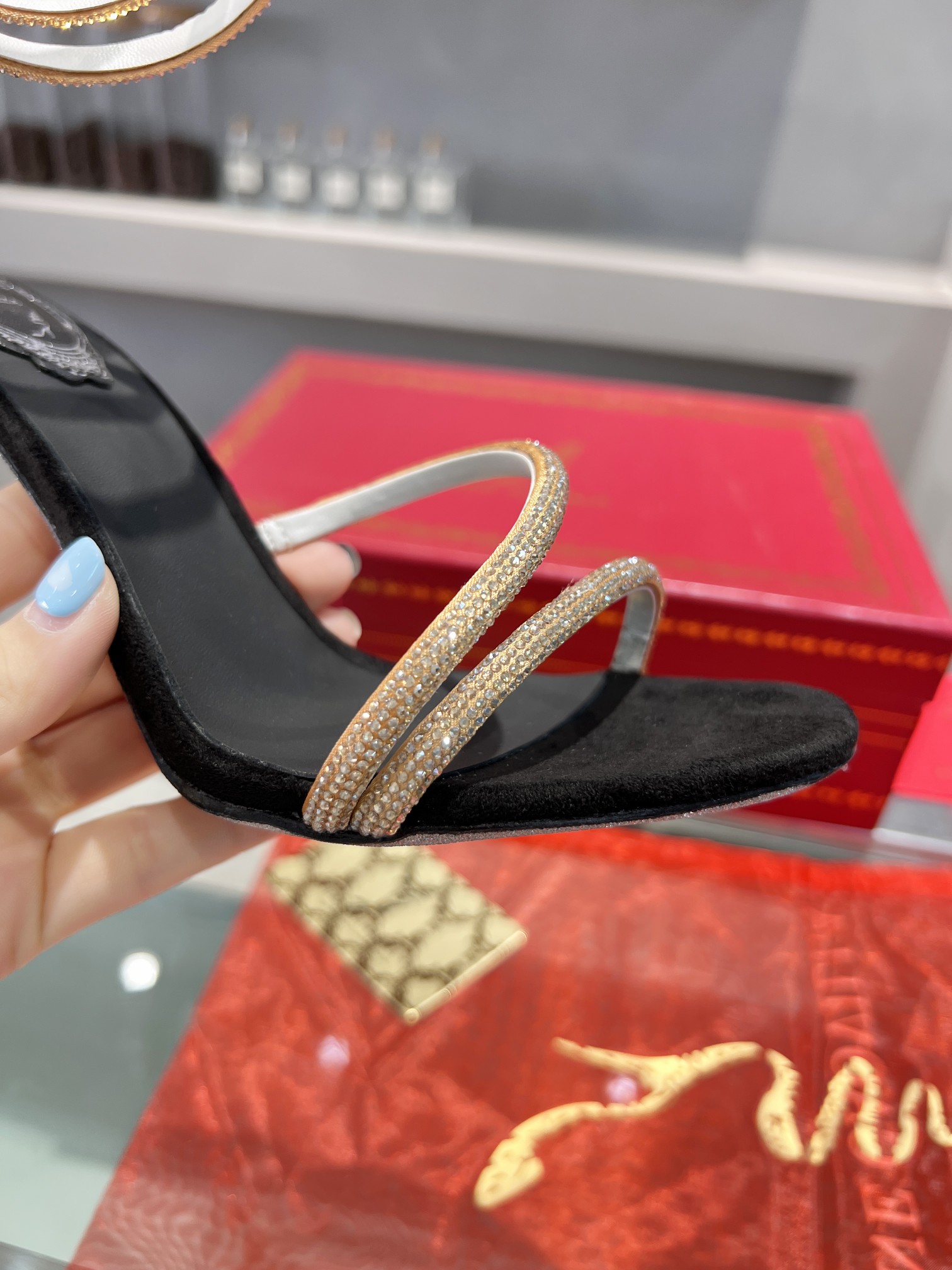 Rene Caovilla Crystal-embellished strappy high-heeled sandals