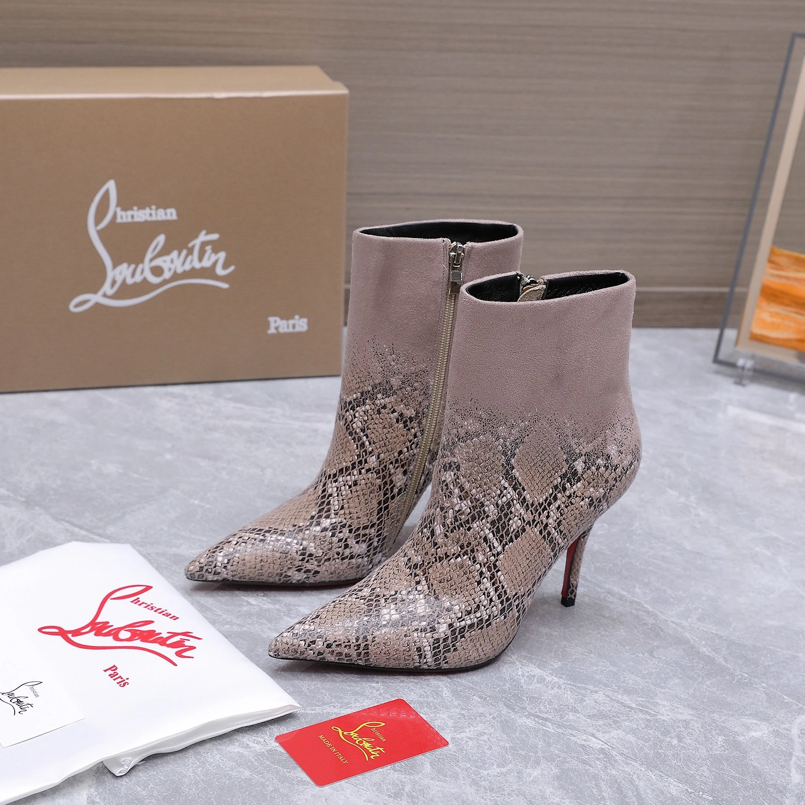 Christian Loubottin's High-Heeled Short Boots