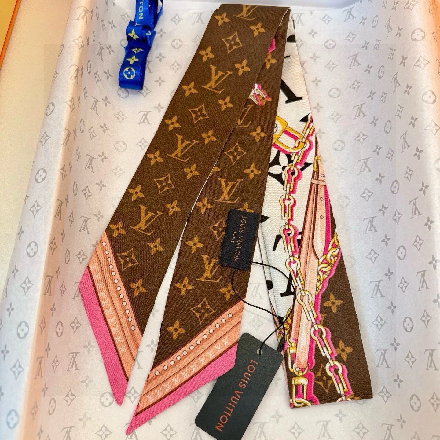 Monogram BB Hair Tie with Streamers