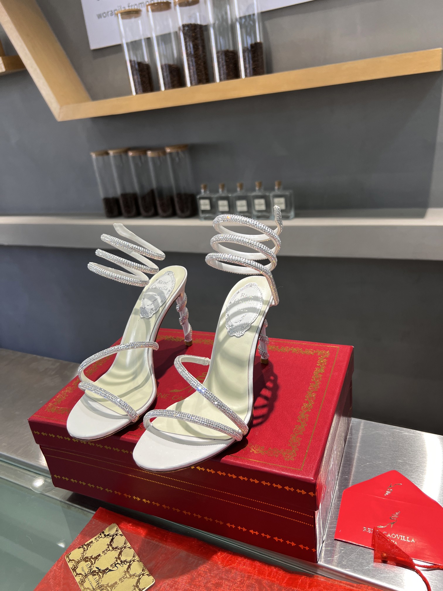 Rene Caovilla Crystal-embellished strappy high-heeled sandals
