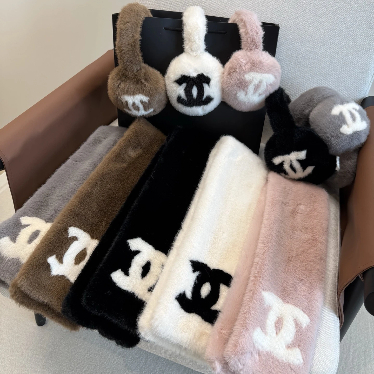 Chanel Ski Earmuffs and Scarf Set