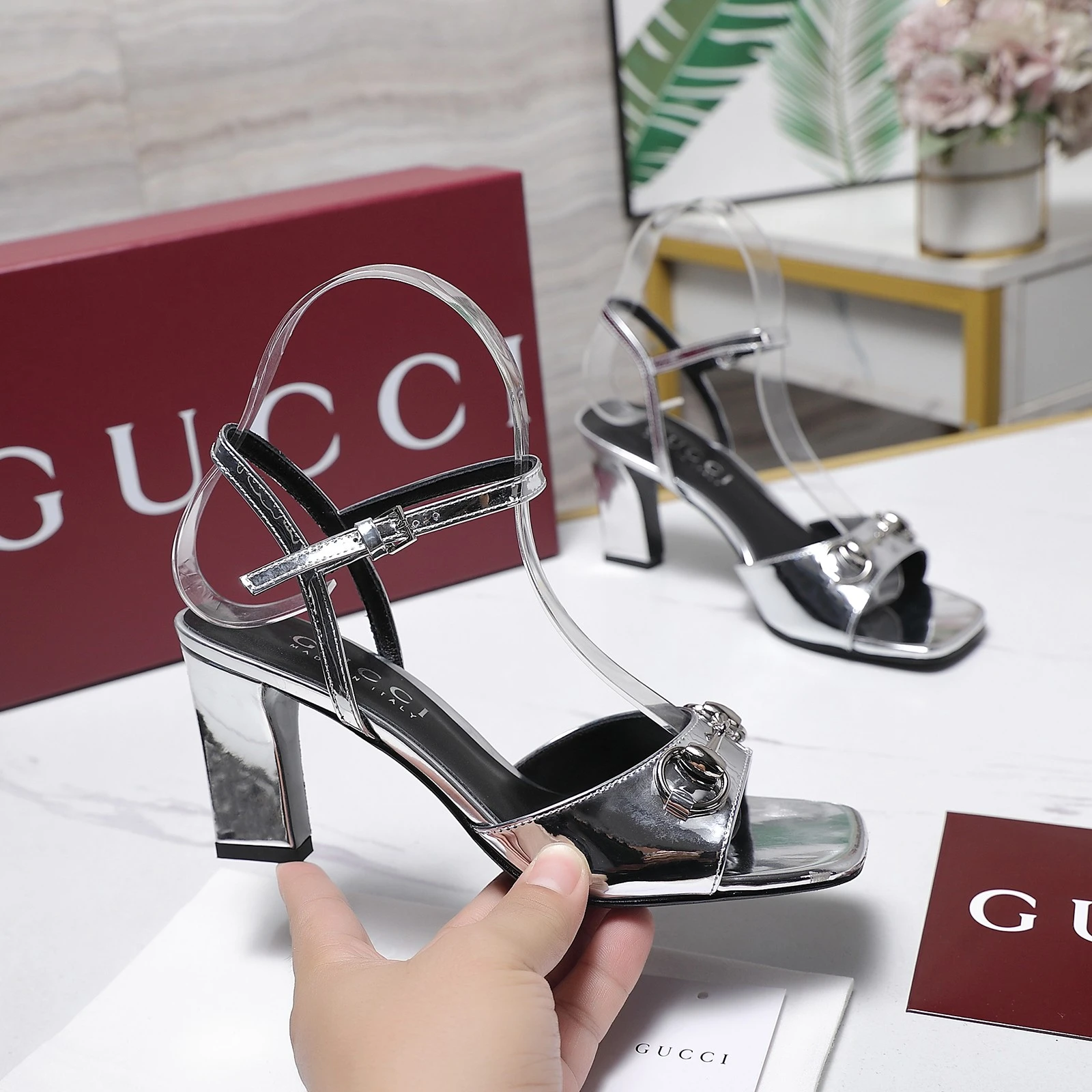 GUCCI New Spring Saddle-Strap Sandals