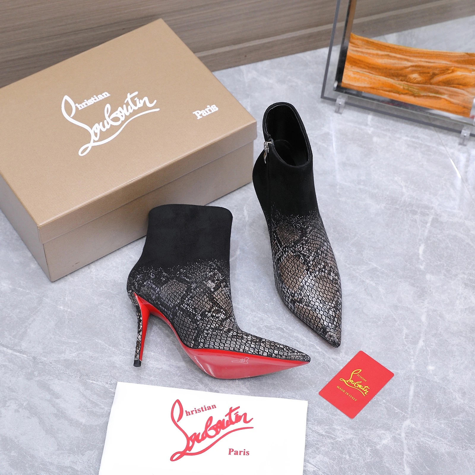 Christian Loubottin's High-Heeled Short Boots