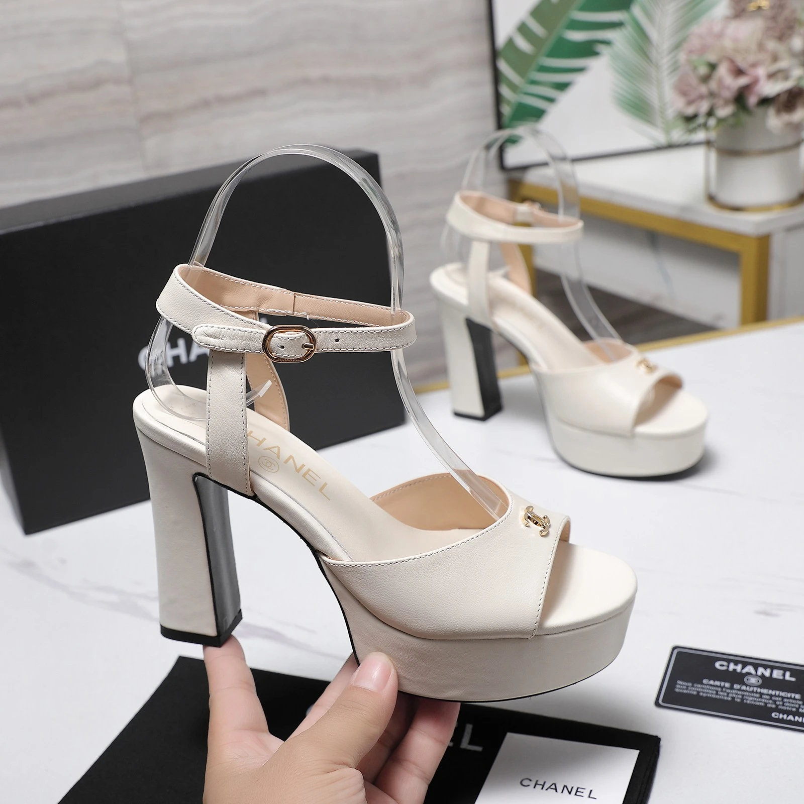 Chanel 26P Thick Heel Waterproof Platform Fish Mouth High Heel Sandals