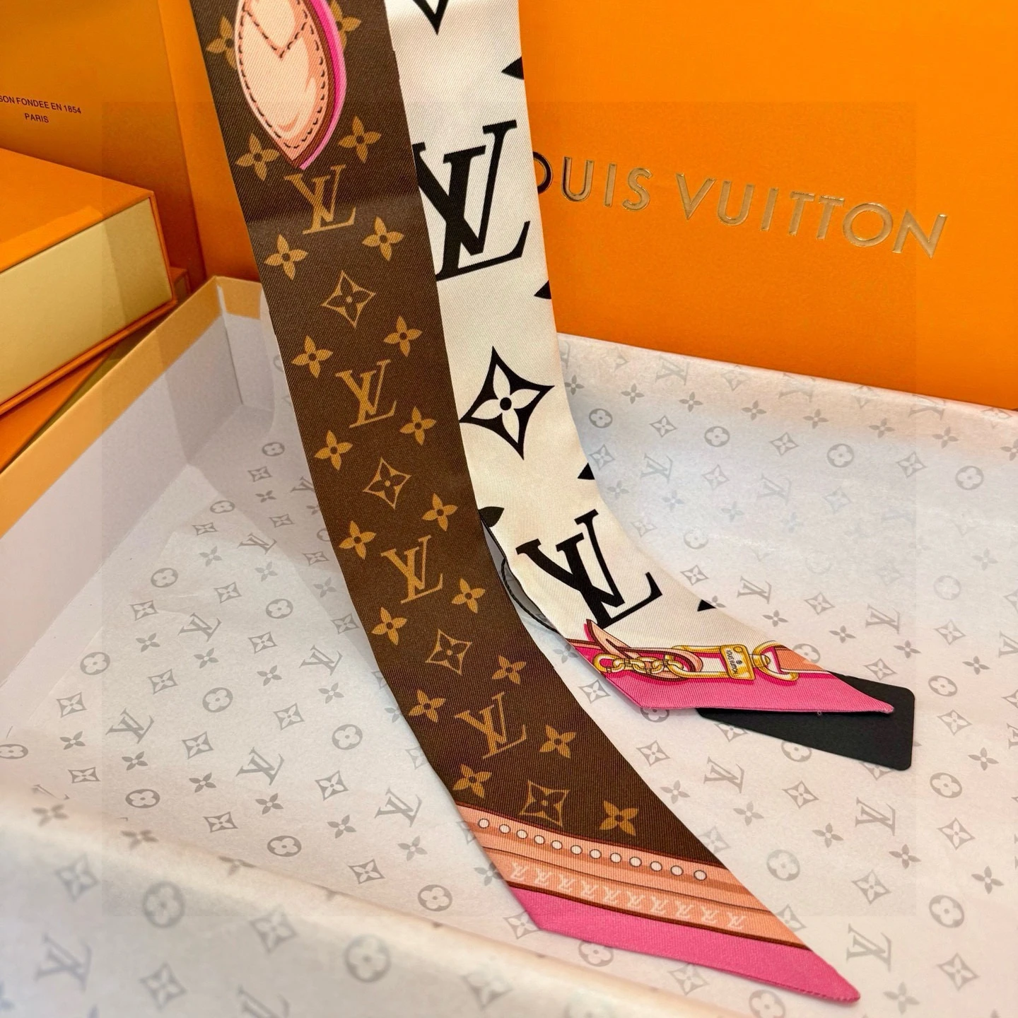 Monogram BB Hair Tie with Streamers