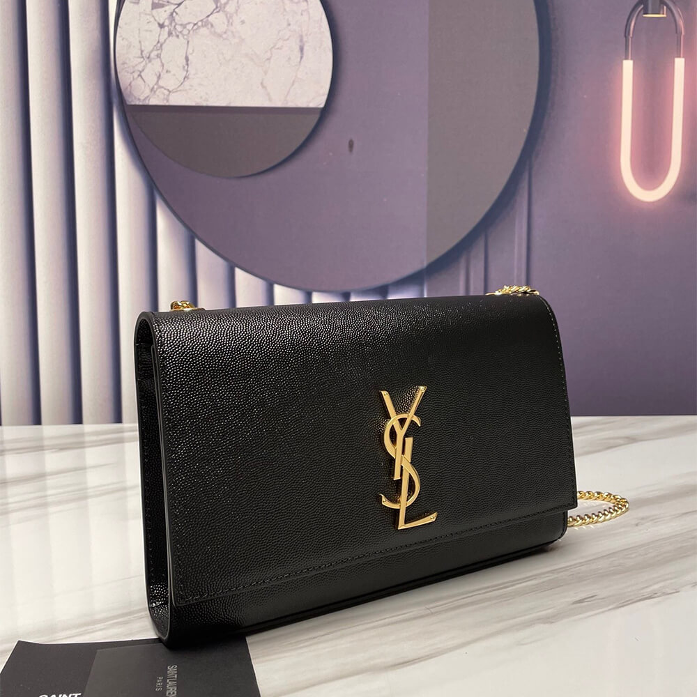 KATE MEDIUM CHAIN BAG IN GRAIN DE POUDRE EMBOSSED LEATHER