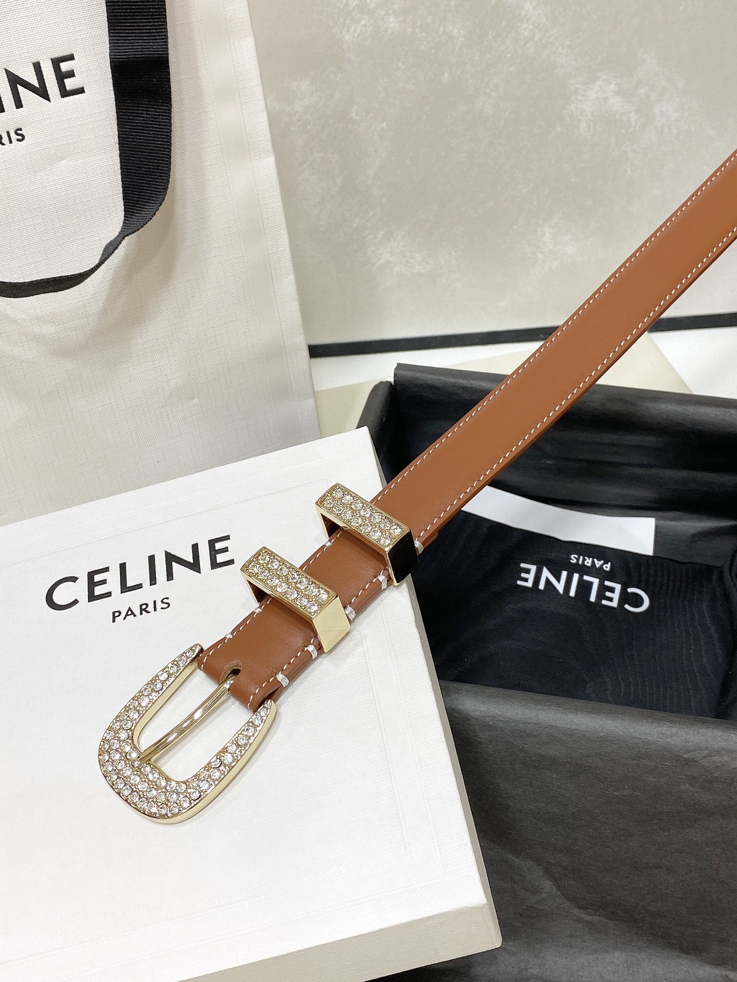 Celine MARCO Cow Leather Diamond Belt For Women