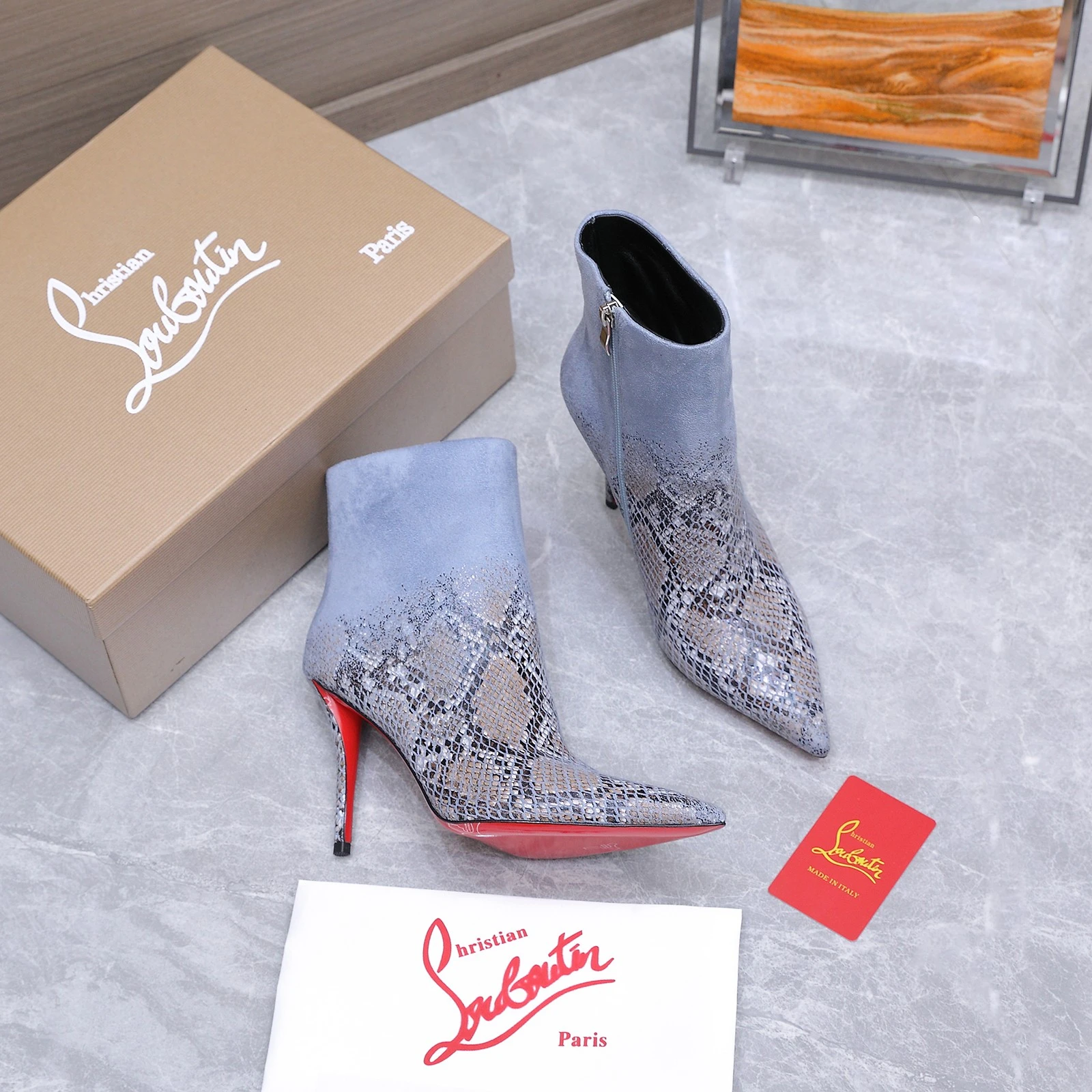 Christian Loubottin's High-Heeled Short Boots