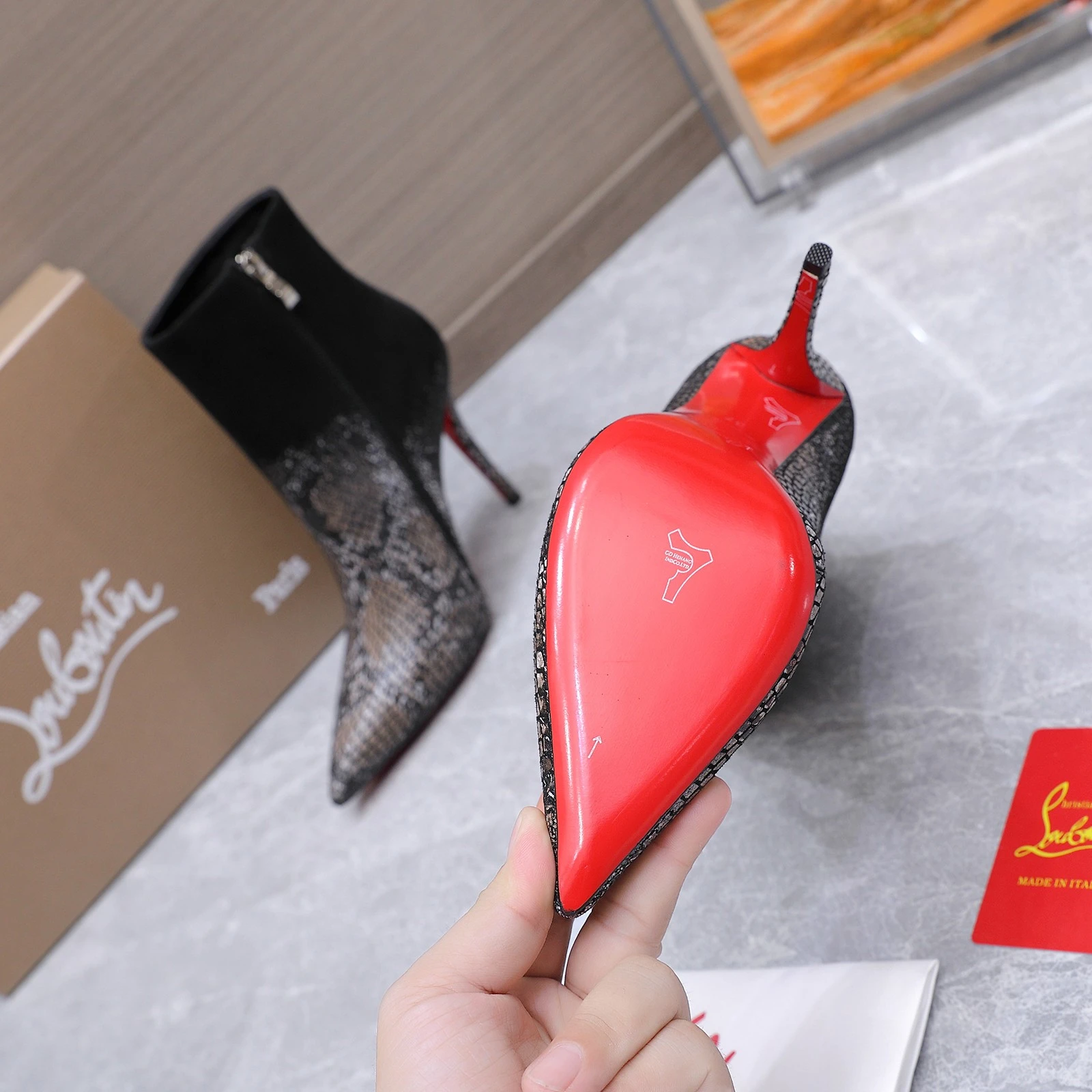 Christian Loubottin's High-Heeled Short Boots