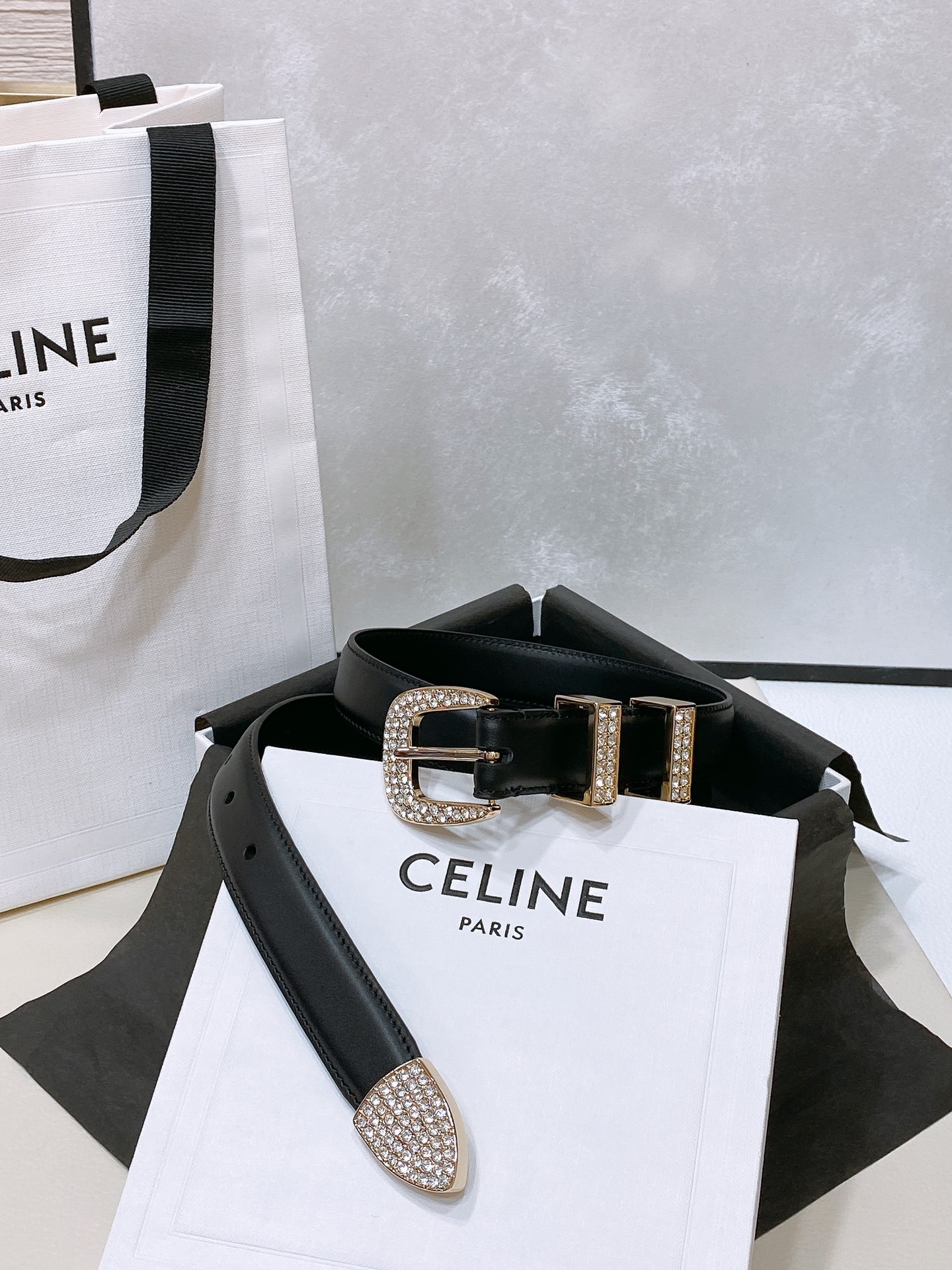 Celine MARCO Cow Leather Diamond Belt For Women