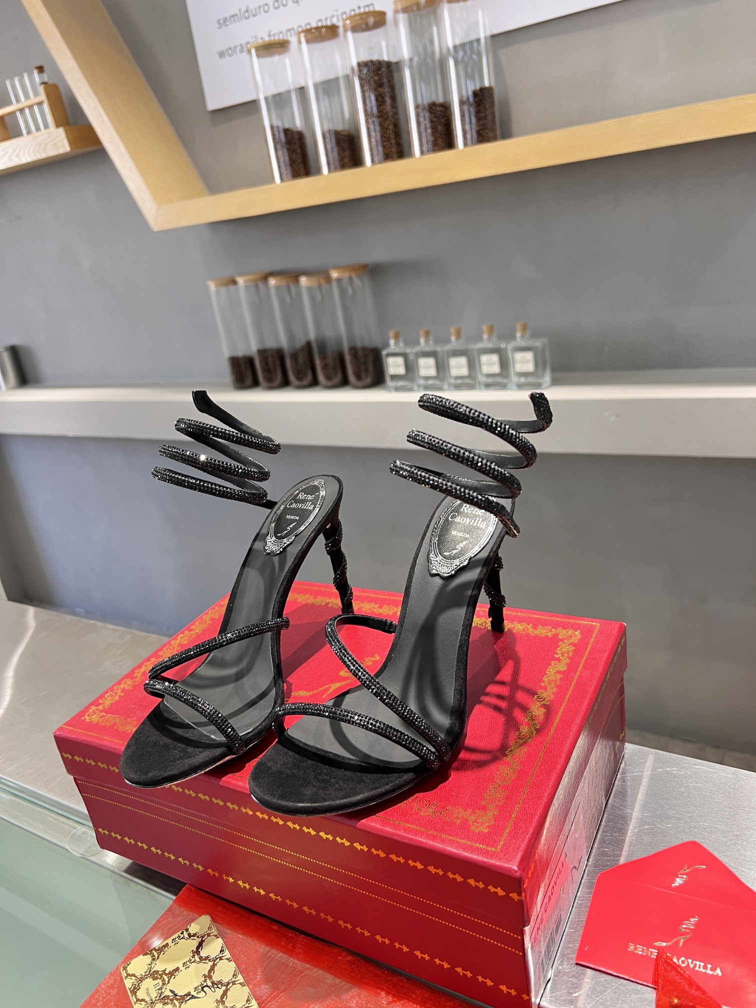 Rene Caovilla Crystal-embellished strappy high-heeled sandals