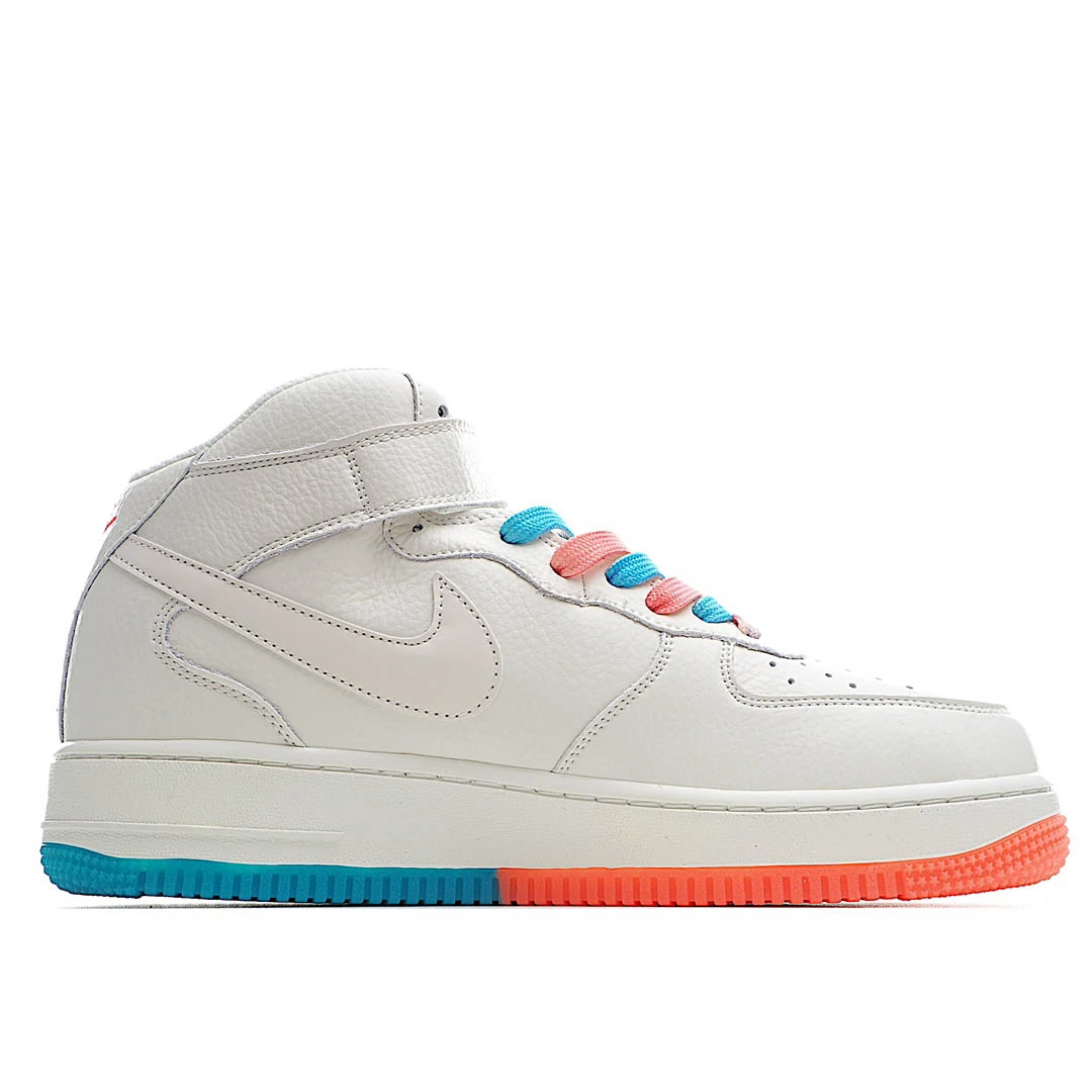 Nike Air Force 1 Mid07 Beige Red Blue Mid 3M Reflective