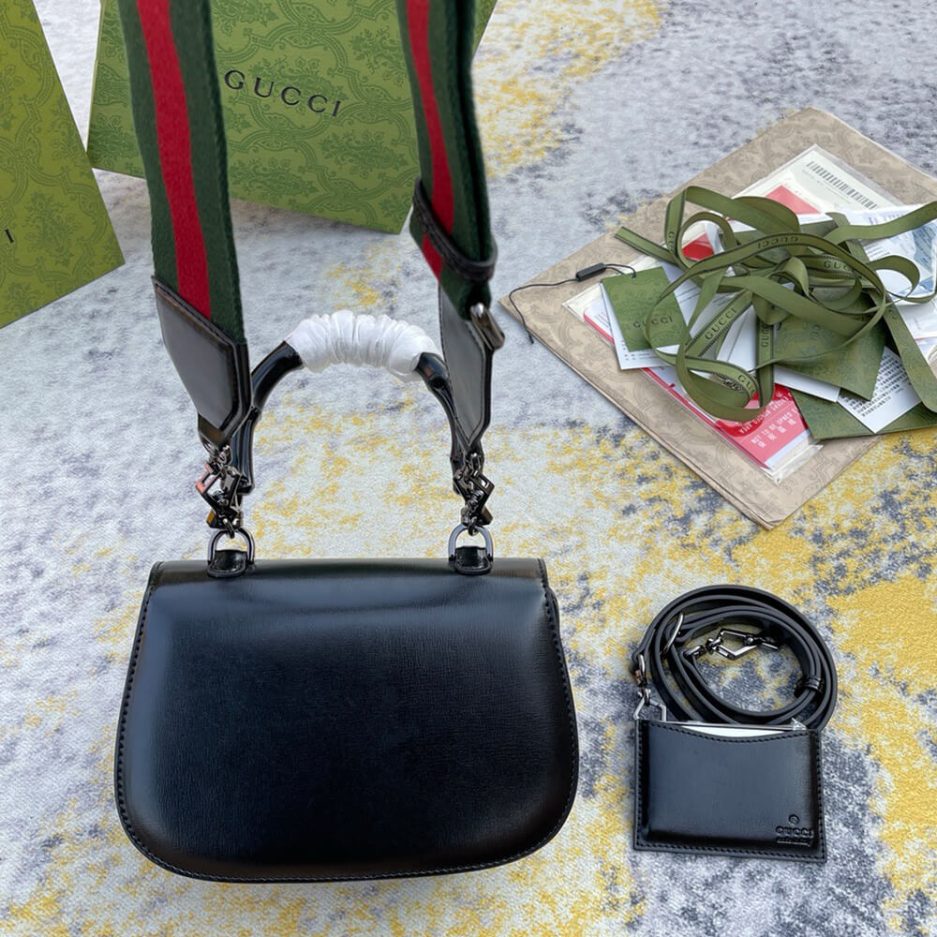 GUCCI BAMBOO 1947 JUMBO GG SMALL TOP HANDLE BAG